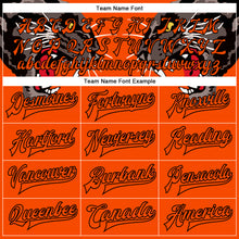 Load image into Gallery viewer, Custom Orange Black Leopard 3D Pattern Design Bomber Full-Snap Varsity Letterman Jacket