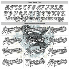 Load image into Gallery viewer, Custom White Black Eagle 3D Pattern Design Bomber Full-Snap Varsity Letterman Jacket