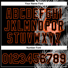 Load image into Gallery viewer, Custom Black Orange-Gray Flamingo And Tropical Hawaii Palm Plants 3D Bomber Full-Snap Varsity Letterman Jacket
