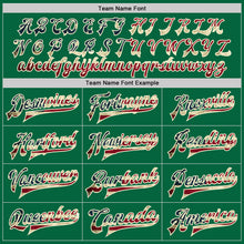 Load image into Gallery viewer, Custom Kelly Green Vintage USA Flag City Cream-Black Bomber Full-Snap Varsity Letterman Jacket