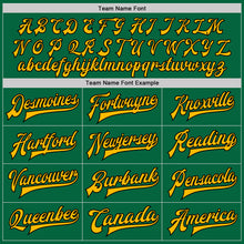 Load image into Gallery viewer, Custom Kelly Green Gold-Black Bomber Full-Snap Varsity Letterman Jacket