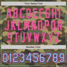 Load image into Gallery viewer, Custom Camo Light Blue Black-Pink Bomber Full-Snap Varsity Letterman Salute To Service Jacket