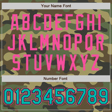 Load image into Gallery viewer, Custom Camo Aqua Black-Pink Bomber Full-Snap Varsity Letterman Salute To Service Jacket