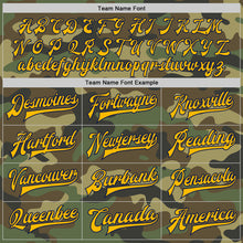 Load image into Gallery viewer, Custom Camo Gold-Navy Bomber Full-Snap Varsity Letterman Salute To Service Jacket