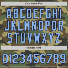 Load image into Gallery viewer, Custom Camo Light Blue-Navy Bomber Full-Snap Varsity Letterman Salute To Service Jacket