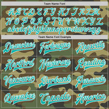 Load image into Gallery viewer, Custom Camo Aqua-White Bomber Full-Snap Varsity Letterman Salute To Service Jacket