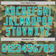 Load image into Gallery viewer, Custom Camo Aqua-White Bomber Full-Snap Varsity Letterman Salute To Service Jacket