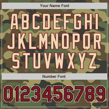 Load image into Gallery viewer, Custom Camo Crimson Black-City Cream Bomber Full-Snap Varsity Letterman Salute To Service Jacket