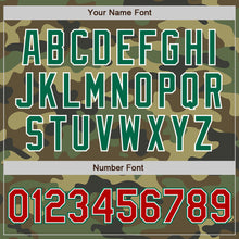 Load image into Gallery viewer, Custom Camo Red-Kelly Green Bomber Full-Snap Varsity Letterman Salute To Service Jacket