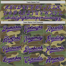 Load image into Gallery viewer, Custom Camo Purple-Black Bomber Full-Snap Varsity Letterman Salute To Service Jacket