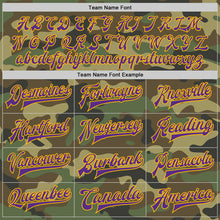 Load image into Gallery viewer, Custom Camo Purple-Gold Bomber Full-Snap Varsity Letterman Salute To Service Jacket