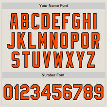 Load image into Gallery viewer, Custom Cream Orange-Black Bomber Full-Snap Varsity Letterman Jacket