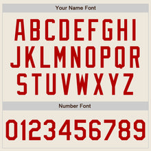 Load image into Gallery viewer, Custom Cream Red-White Bomber Full-Snap Varsity Letterman Jacket