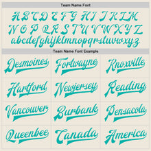 Load image into Gallery viewer, Custom Cream Aqua-White Bomber Full-Snap Varsity Letterman Jacket