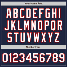 Load image into Gallery viewer, Custom Navy White-Red Bomber Full-Snap Varsity Letterman Jacket