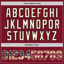 Load image into Gallery viewer, Custom Crimson Vintage USA Flag Cream-Black Bomber Full-Snap Varsity Letterman Jacket