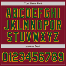 Load image into Gallery viewer, Custom Crimson Green-Gold Bomber Full-Snap Varsity Letterman Jacket