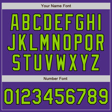 Load image into Gallery viewer, Custom Purple Neon Green-Black Bomber Full-Snap Varsity Letterman Jacket