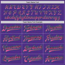 Load image into Gallery viewer, Custom Purple Aqua Black-Pink Bomber Full-Snap Varsity Letterman Jacket