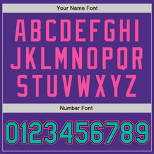 Load image into Gallery viewer, Custom Purple Aqua Black-Pink Bomber Full-Snap Varsity Letterman Jacket