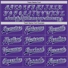 Load image into Gallery viewer, Custom Purple Navy-White Bomber Full-Snap Varsity Letterman Jacket