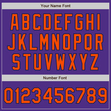 Load image into Gallery viewer, Custom Purple Orange-Navy Bomber Full-Snap Varsity Letterman Jacket