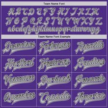 Load image into Gallery viewer, Custom Purple Gray-Black Bomber Full-Snap Varsity Letterman Jacket