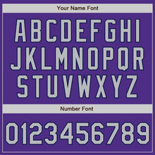 Load image into Gallery viewer, Custom Purple Gray-Navy Bomber Full-Snap Varsity Letterman Jacket