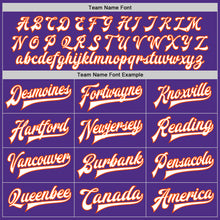 Load image into Gallery viewer, Custom Purple White-Orange Bomber Full-Snap Varsity Letterman Jacket