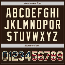 Load image into Gallery viewer, Custom Brown Vintage USA Flag Cream-Maroon Bomber Full-Snap Varsity Letterman Jacket