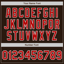 Load image into Gallery viewer, Custom Brown Red-White Bomber Full-Snap Varsity Letterman Jacket