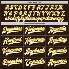 Load image into Gallery viewer, Custom Brown White-Gold Bomber Full-Snap Varsity Letterman Jacket