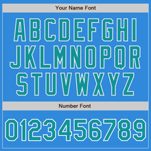 Load image into Gallery viewer, Custom Powder Blue Teal-White Bomber Full-Snap Varsity Letterman Jacket