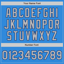 Load image into Gallery viewer, Custom Powder Blue Gray-Navy Bomber Full-Snap Varsity Letterman Jacket