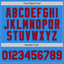 Load image into Gallery viewer, Custom Powder Blue Red-Royal Bomber Full-Snap Varsity Letterman Jacket