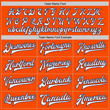 Load image into Gallery viewer, Custom Orange White-Navy Bomber Full-Snap Varsity Letterman Jacket