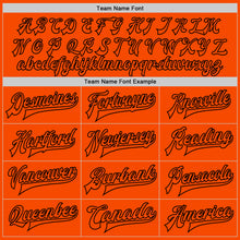 Load image into Gallery viewer, Custom Orange Black Bomber Full-Snap Varsity Letterman Jacket