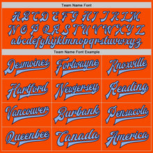 Load image into Gallery viewer, Custom Orange Light Blue-Navy Bomber Full-Snap Varsity Letterman Jacket
