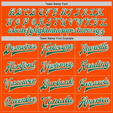 Load image into Gallery viewer, Custom Orange Kelly Green-White Bomber Full-Snap Varsity Letterman Jacket