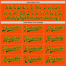 Load image into Gallery viewer, Custom Orange Green-Gold Bomber Full-Snap Varsity Letterman Jacket