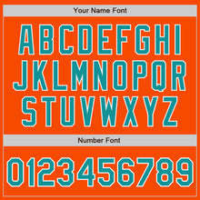 Load image into Gallery viewer, Custom Orange Teal-White Bomber Full-Snap Varsity Letterman Jacket