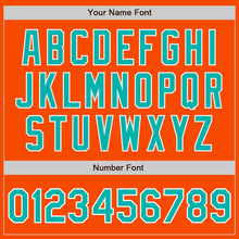 Load image into Gallery viewer, Custom Orange Aqua-White Bomber Full-Snap Varsity Letterman Jacket