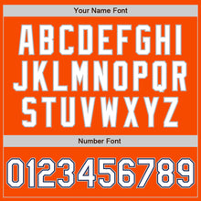Load image into Gallery viewer, Custom Orange White Navy-Gray Bomber Full-Snap Varsity Letterman Jacket