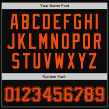 Load image into Gallery viewer, Custom Black Orange Pinstripe Orange Bomber Full-Snap Varsity Letterman Jacket