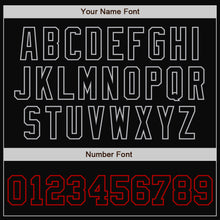 Load image into Gallery viewer, Custom Black Gray Pinstripe Red Bomber Full-Snap Varsity Letterman Jacket