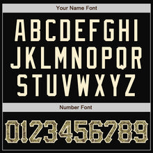 Load image into Gallery viewer, Custom Black Cream Pinstripe Camo Bomber Full-Snap Varsity Letterman Jacket