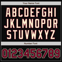 Load image into Gallery viewer, Custom Black Cream Pinstripe Maroon Bomber Full-Snap Varsity Letterman Jacket