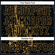 Load image into Gallery viewer, Custom Black Old Gold New York Statue of Liberty 3D Pattern Design Bomber Full-Snap Varsity Letterman Jacket