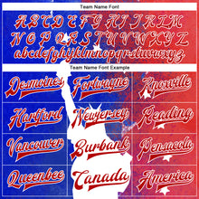 Load image into Gallery viewer, Custom Red Royal-White Statue of Liberty 3D Pattern Design Bomber Full-Snap Varsity Letterman Jacket