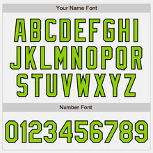 Load image into Gallery viewer, Custom White Black Pinstripe Neon Green Bomber Full-Snap Varsity Letterman Jacket